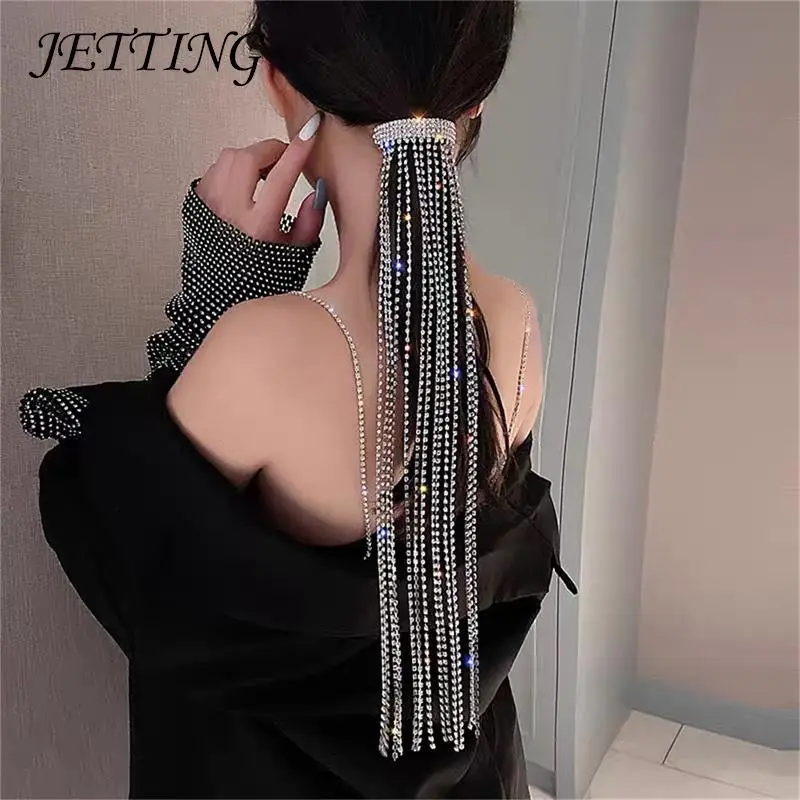 

1pcs Bling Rhinestones Long Chain Hairwear Delicate Party Gifts Clips Hairpin For Women Girls Jewellery Hair Accessories
