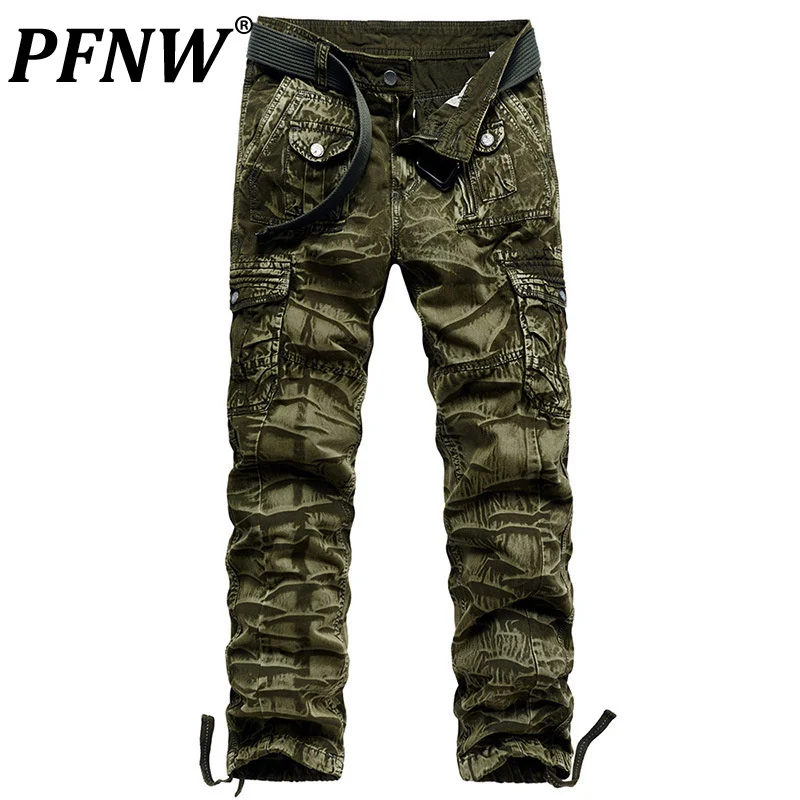 

PFNW Spring Summer Men's Chic Camouflage Overalls Fashion Wearproof Outdoor Camping Niche Design Techwear Cargo Trousers 12A8871