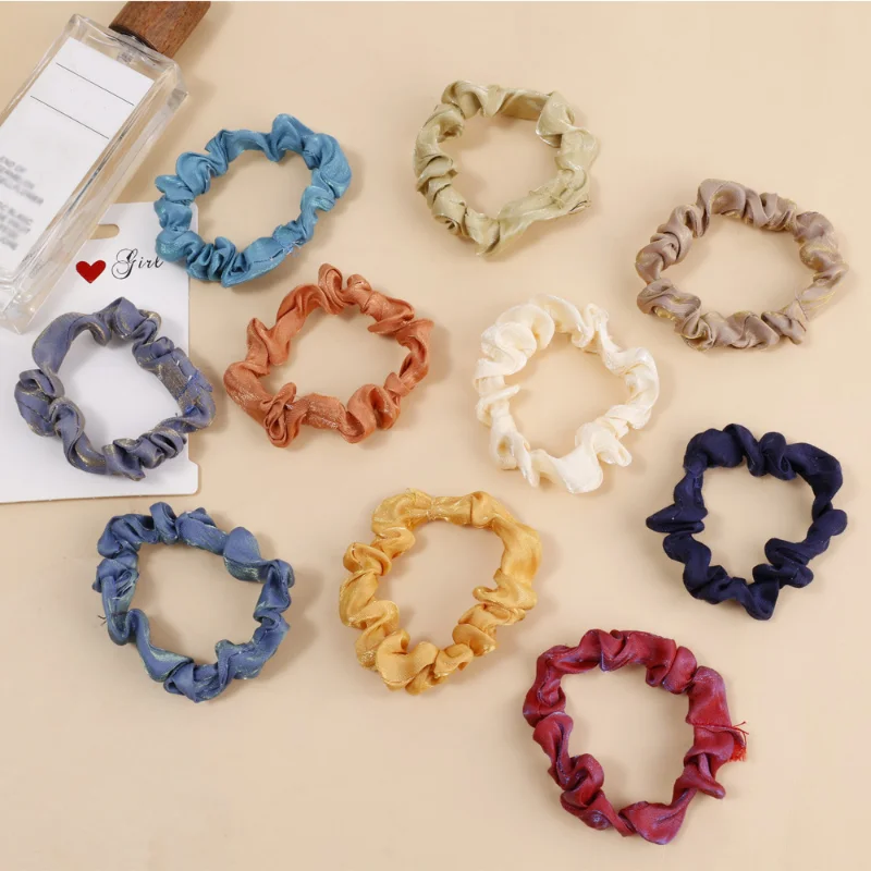 Эластичные резинки для волос хвоста однотонные винтажные атласные женщин и