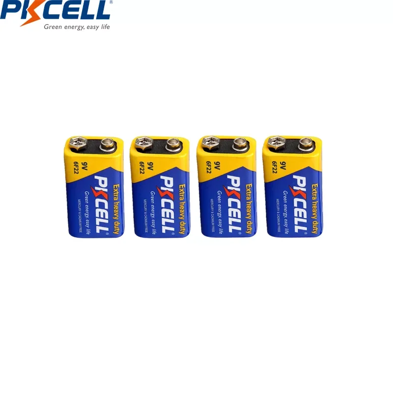 

202312PC PKCELL 9V 6F22 9 Volt Battery Equal to CR9V ER9V 6LR61 batteries Extra heavy duty Carbon Zinc Battery for electronic t