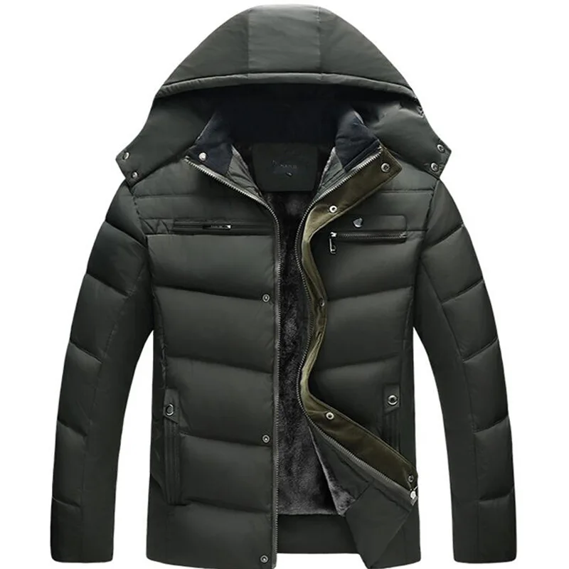 Autumn and Winter Style Plus Velvet Thickened Hooded Plus Size Men's Cotton Padded Jacket