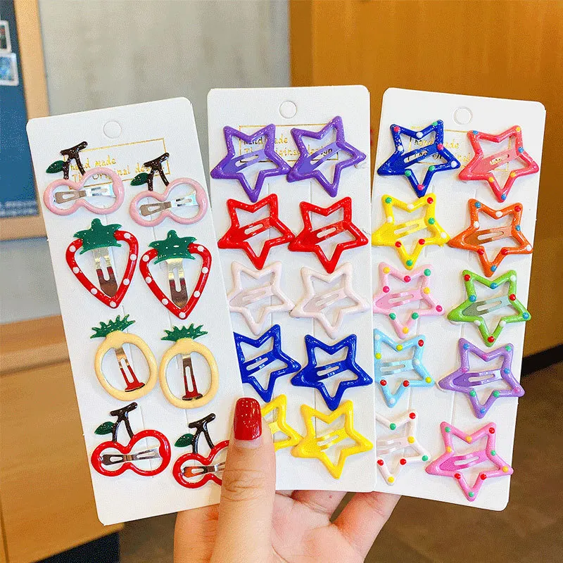 

MeiKeDaiNiceyKids Cute Star Hairpin BB Clip Broken Hairpin Girls Hairpin Fringe Clip Geometric Five-pointed Star Heart Clip