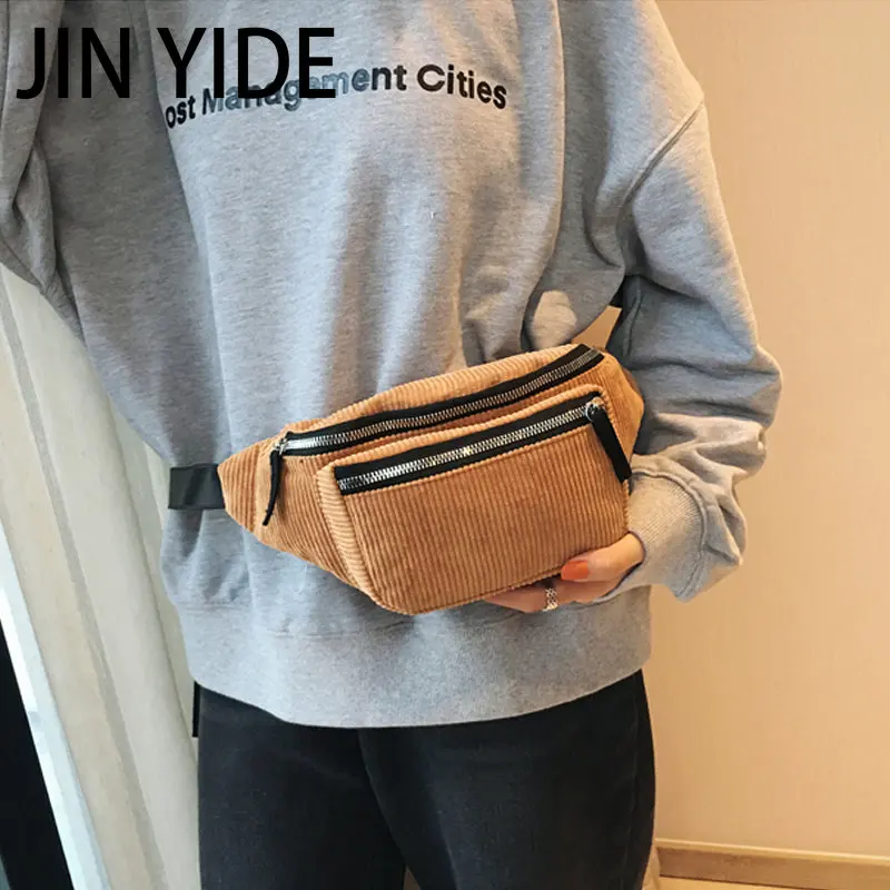 

Women Corduroy Waist Bag Ladies Designer Canvas Fanny Pack Fashion Brown Money Phone Chest Banana Bag Female Bum Belt Bags phone