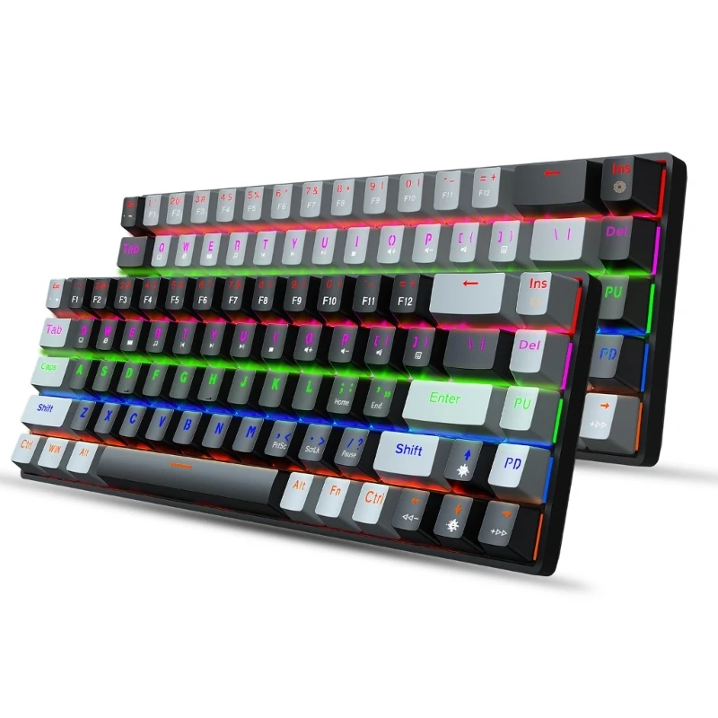 

Клавиатура игровая Механическая Проводная 634A, 68 клавиш, 20 видов клавиш, RGB подсветка, синий/красный переключатель, разборная клавиатура Type-C