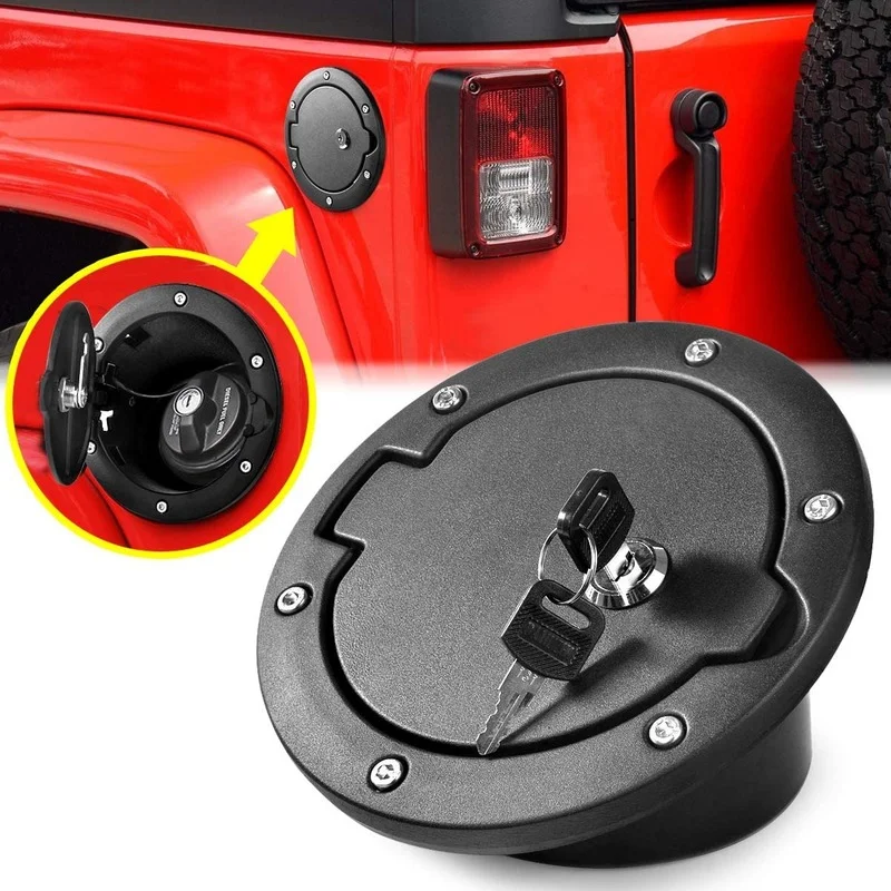 Gas Tank Covers Locking  for Jeep Wrangler JK 2007-2017 Car Styling Exterior Engine Oil Cap Fuel Filler Door Cap Cover Auto
