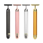 Роликовый вибрирующий массажер для лифтинга лица, 24 к золотого цвета, Т-образный, для похудения, для красоты лица, ухода за кожей, 4 цвета