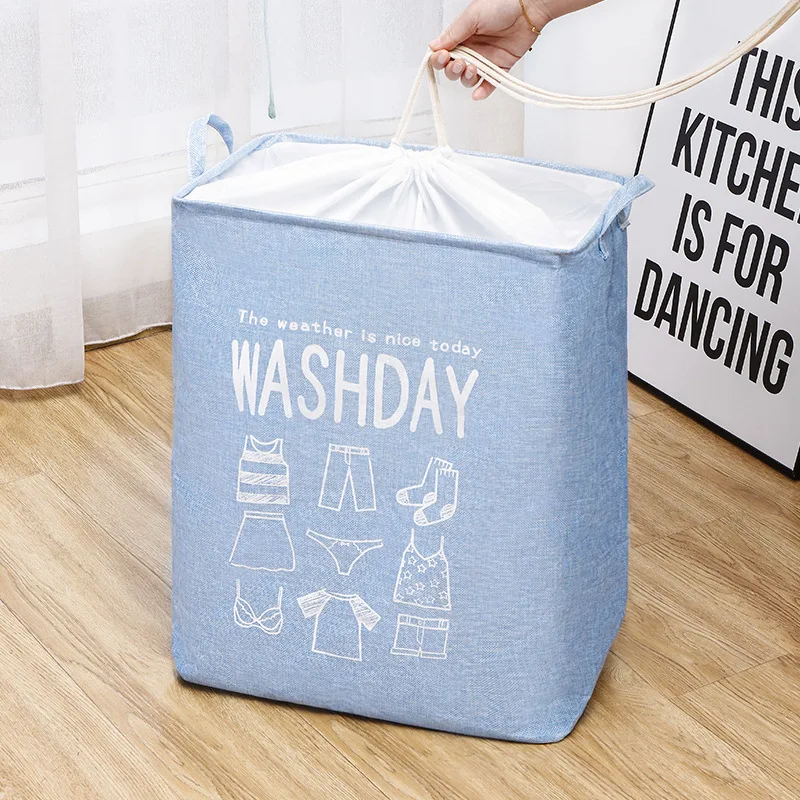 

75L/100L Clothes Storage Basket Household Dirty Clothes Basket Imitation Linen Large Capacity Quilt Storage Basket
