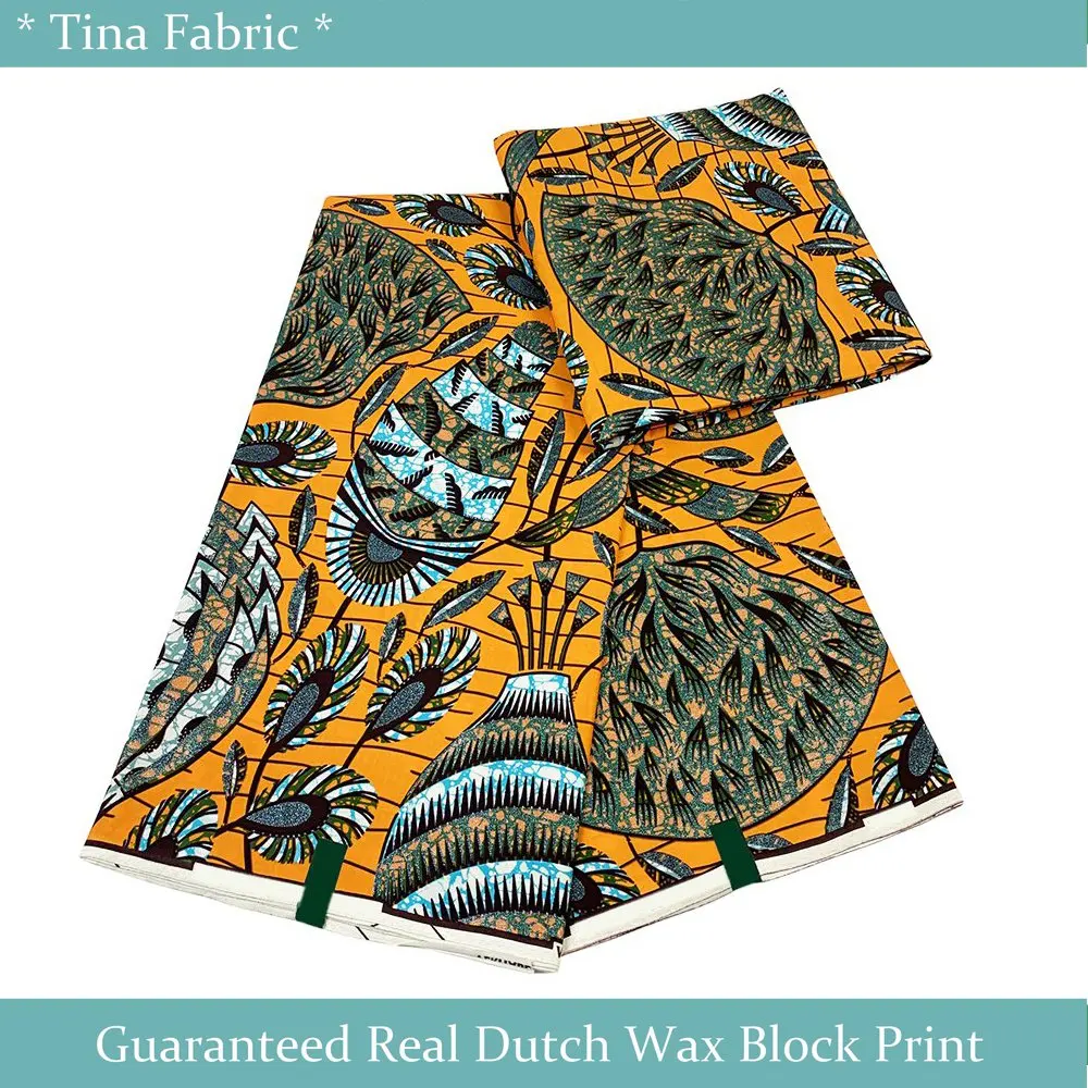 

100% хлопок, великолепный супер Африканский воск, блестящая ткань с принтом, настоящий высококачественный голландский батик из Анкары, используется для шитья, 6 ярдов