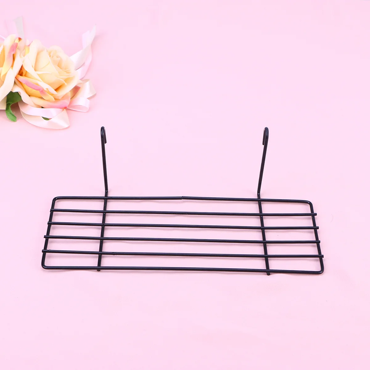 

Wall Grid Wire Shelf Basket Storage Hanging Shelves Rack Panel Straight Display Metal Organizer Baskets Floating Photo