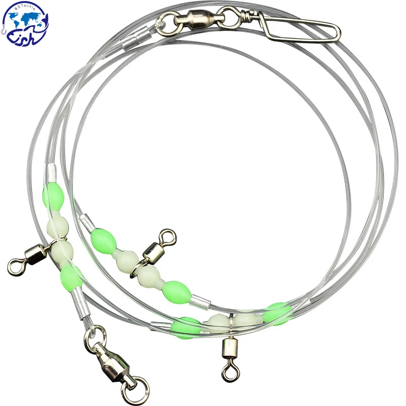 

5PCS Fishing Balance Of Nylon Line Rigs Wire Leader With Luminous Bead Swivel And Snap