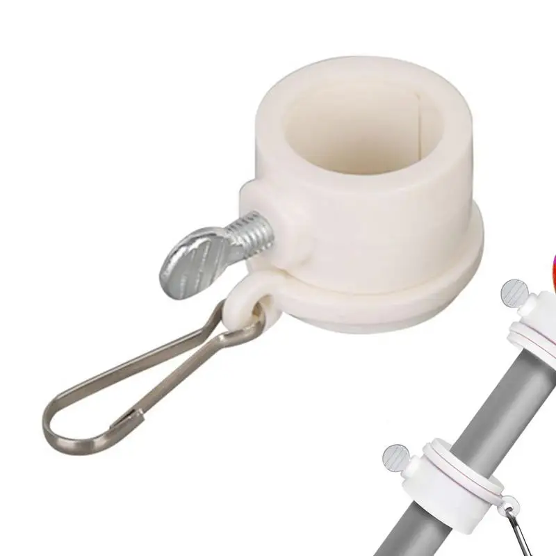 

2pcs Plastic Flag Holder Flagpole Clip Flagpole Mounting Rings Set With Fixed Hook Anti Wrap 360 Rotatable Ring With Carabiners