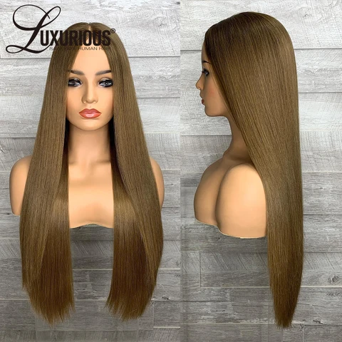 Женский парик из натуральных коричневых волос, густота 130/180%, длина 30-71 см