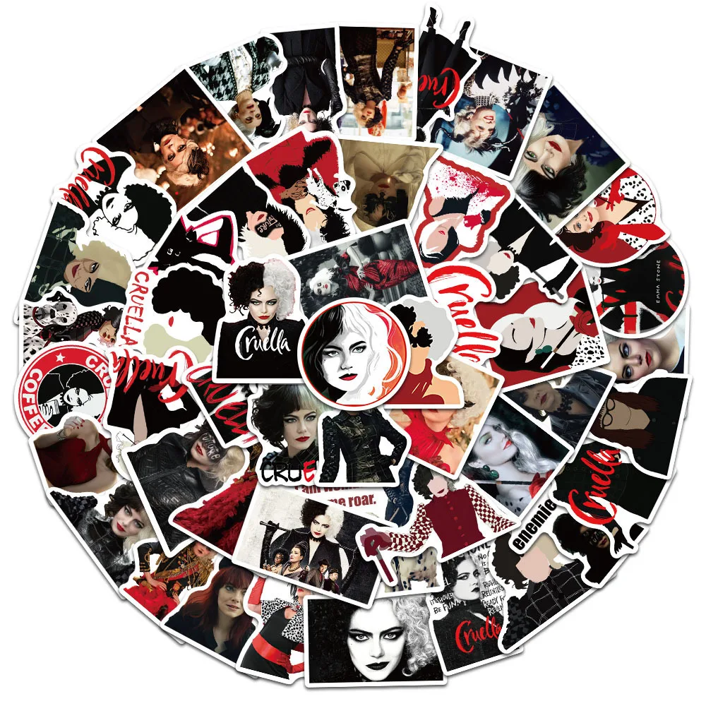 

Disney Cartoon Anime Cruella de Vil Stickers For Car Laptop Phone Suitcase Decor Vinyl Decals Waterproof Sticker Toys Gifts