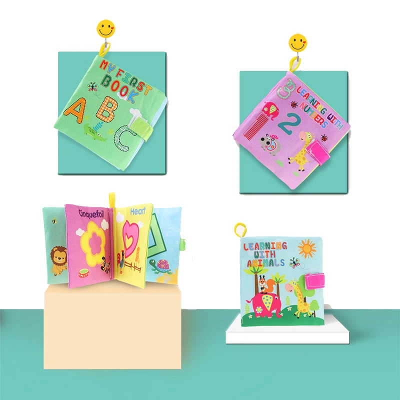 4 Types Baby Soft Cloth Books Alphabet Animal Rustle Sound Infant Stroller Rattle Toy Newborn 0-36 Months Educational Toys |