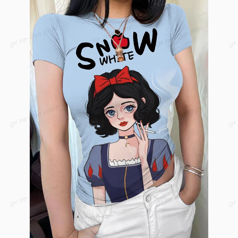 

Top Trend Tee Disney Princess Print New Lovely Women Lady Casual Short Sleeve Fashion Summer Tshirt O-neck Travel Graphic T-Shir