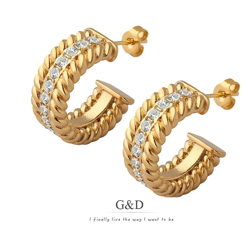 

G&D Vintage C Shape Moon Croissant Chunky Hoop Earrings PVD Gold Color Stainless Steel Earrings Jewelry Accessories for Women