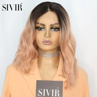 sivir synthetic hair natural wave part lace wigs for women orange pink ombreblond ombre color high temperature fiber cosplay