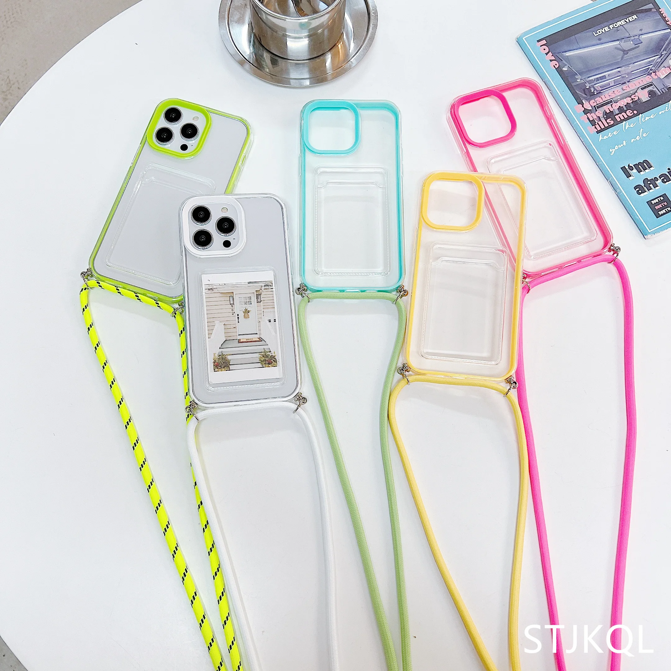 

Crossbody Necklace Strap Lanyard Cord Silicone Phone Case For Iphone 14 11 Pro Max 12 Mini 13 XR Xs X7 8 Plus Card Holder Cover