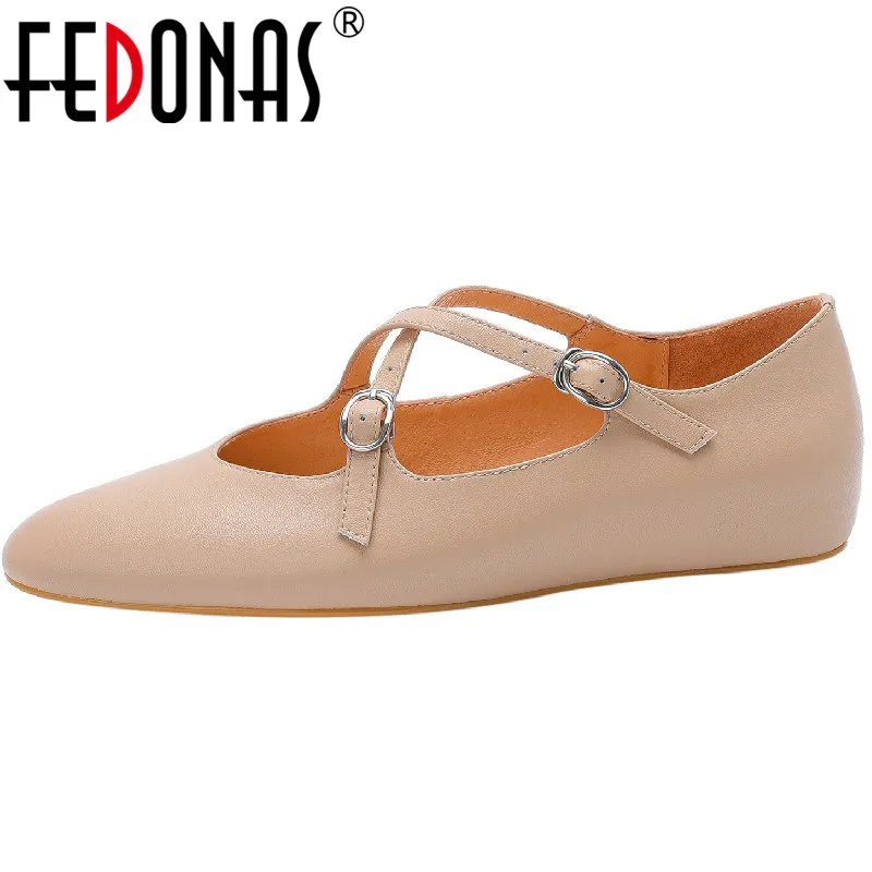 

FEDONAS 2022 Spring Summer Women Pumps Genuine Leather Buckle Mary Janes Increased Internal Shoes Woman Sweet Casual Office Lady