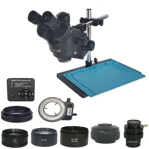 48MP HDMI-Compatible USB Microscopio Camera 3.5X-90X Simul-Focal Trinocular Stereo Microscope Soldering PCB Jewelry Repair Kit