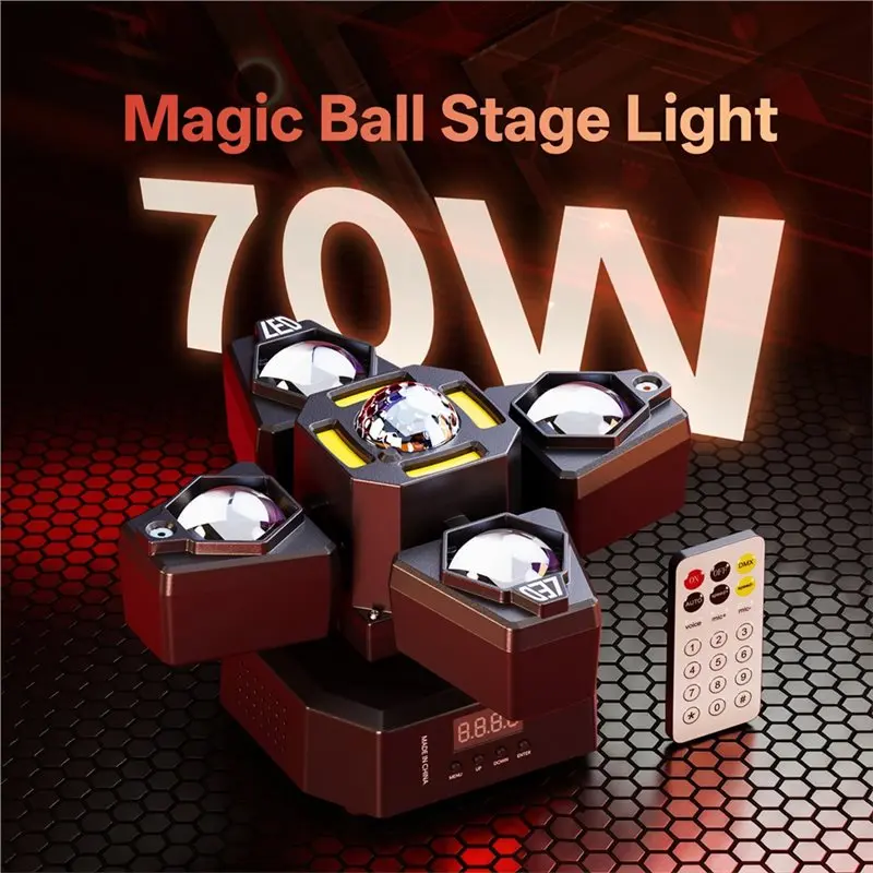 Фото Светодиодный диско-светильник A80I DMX Control 70W 4- Magic Ball, RGBW LED DJ-лампа с пультом ДУ для дискотек, вечеринок, баров, вилка EU №5
