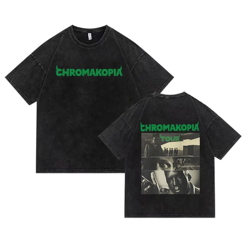 Vintage Washed Tyler The Creator Chromakopia Tour 2025 T Shirts Unisex Hip Hop Gothic Short Sleeve T-shirt Y2k Men's Streetwear