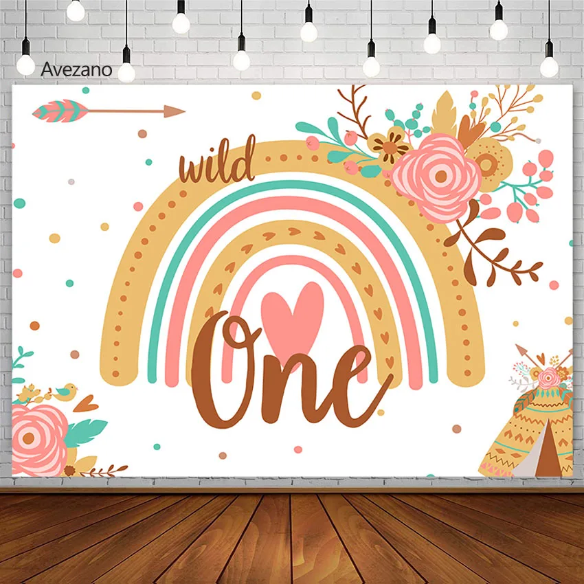 

Avezano дикая одна фотография Фон Богемская Радуга Детский День Рождения Вечеринка декорация фотостудия фотозона