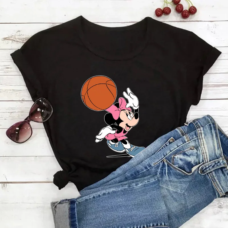 

Harajuku Oversized Tshirts Women Aesthetic Short-sleeved T-shirts Streetwear Basic Tops Female Clothes Kawaii Minnie Mouse Tees
