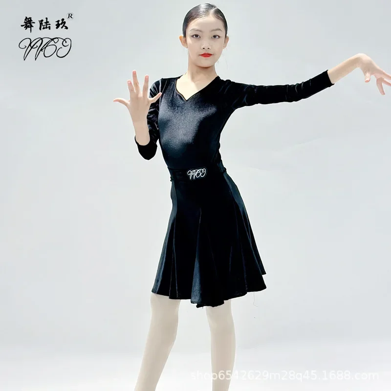 Платье для латинских танцев женский детский костюм выступлений тренировочная