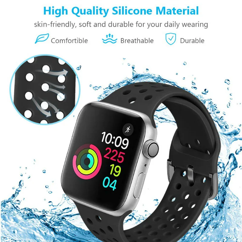 Silicone Strap For Apple watch 49mm 45mm 44mm 42mm 41mm 40mm Sports soft breathable bracelet For iWatch Series UItra 8 7 6 se 5