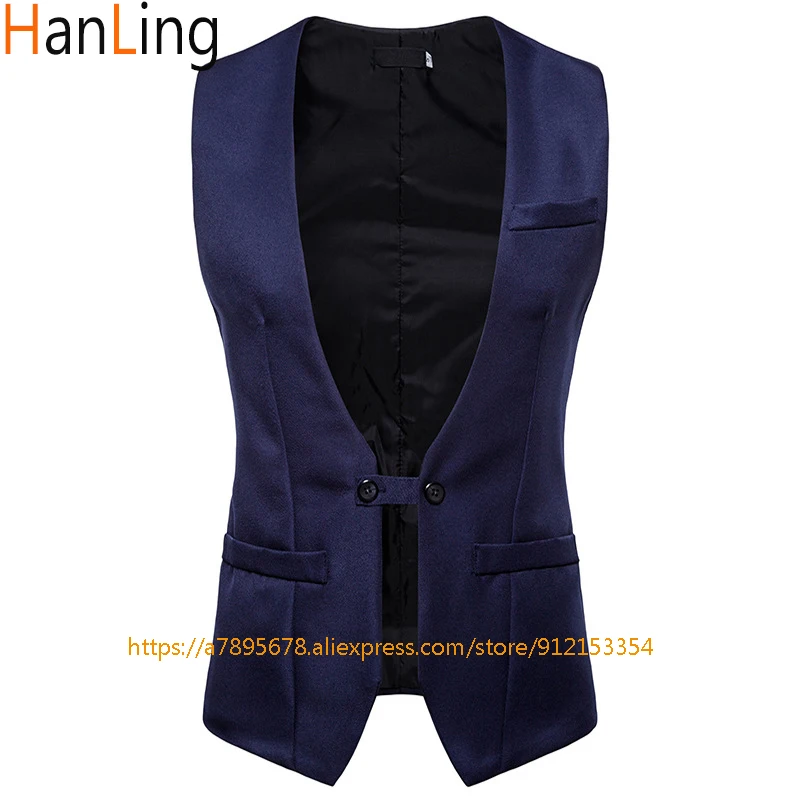 

Мужской деловой жилет, черный однобортный пиджак, свадебный жилет