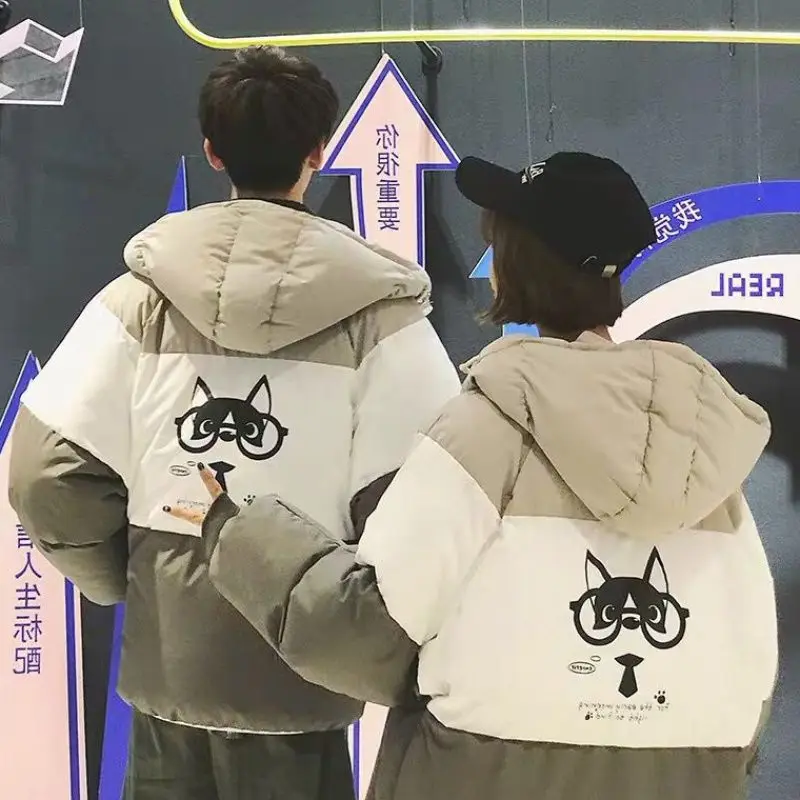 Hooded Cotton Padded Jacket Men Winter Puff Jacket Parkas Warm Students Casual Korean Fashion Streetwear Women Bread Coats