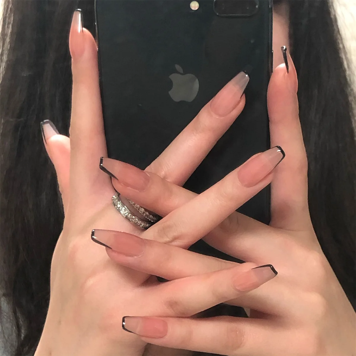 

JP1051 Nude Black French Short Ballet Wearable Products Fake Nail Nail Patches Patches Detachable Nail Patches Mainland China