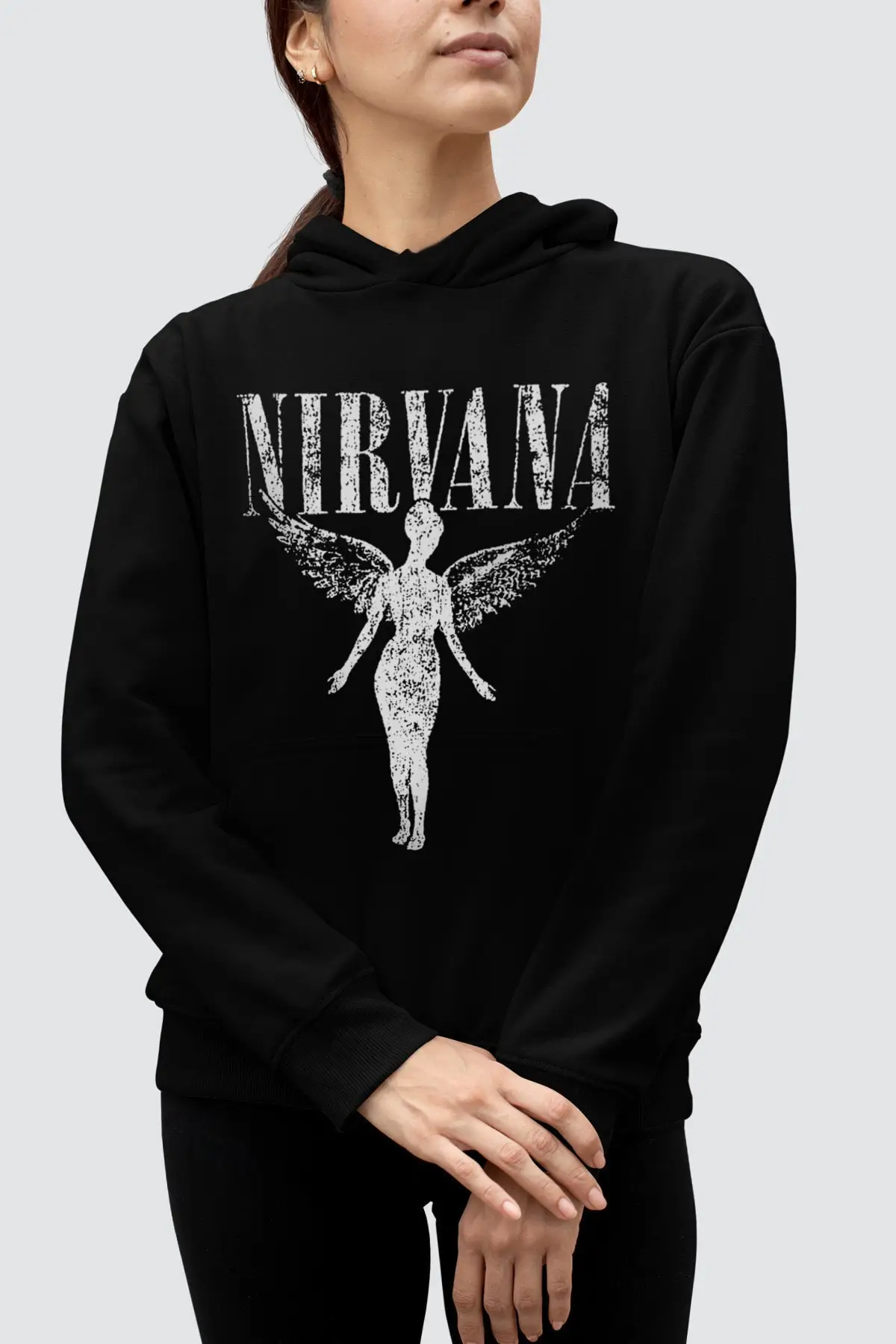 

Women's Black Angel Nirvana Hooded Sweatshirt