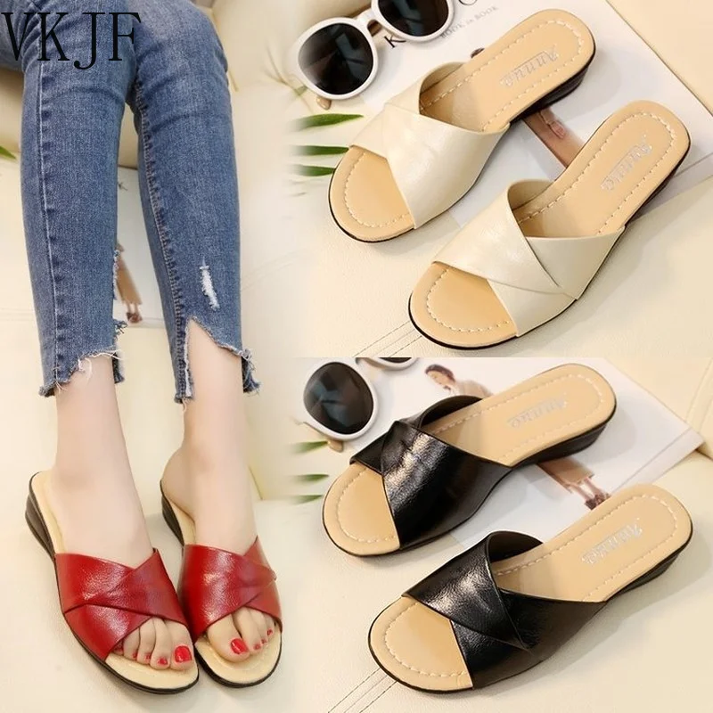 

Женские летние шлепанцы 2022, повседневные сандалии с открытым носком на плоской танкетке, женские белые однотонные шлепанцы, женские шлепанцы