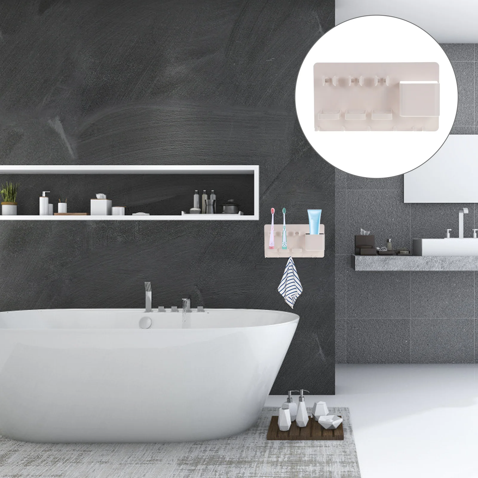 

Home Nail-free Wall Mounted Toothpaste Electric Toothbrush Storage Rack (White)