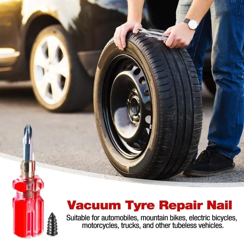 

10 PCS Tire Repair Nail Plugs Tire Screws Durable Rubber Iron Tire Repair Screws Fast Tool Wide Applicability Tire Repair Tools