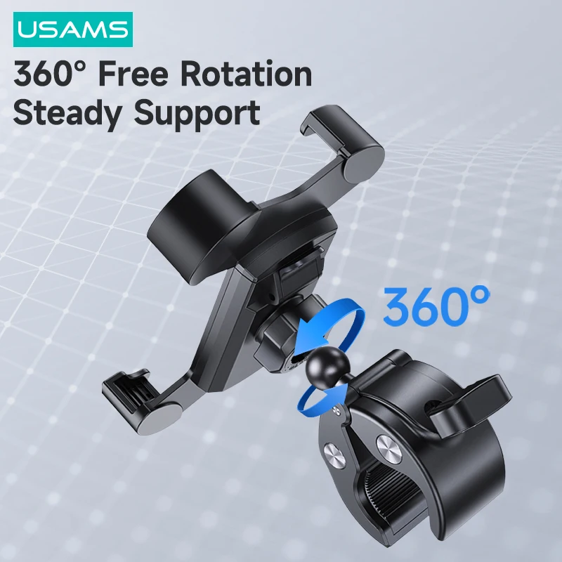 usams universal super clamp phone holder for bike motorcycle bicycle cycling shockproof phone clip for iphone 13 11 12 pro max free global shipping