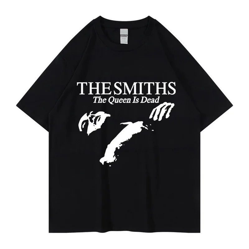 

Men Cotton T Shirt Summer Tops The Smiths The Queen Is Dead T-Shirt 1980's Indie Morrissey Bigger Size Homme Black T-shirt