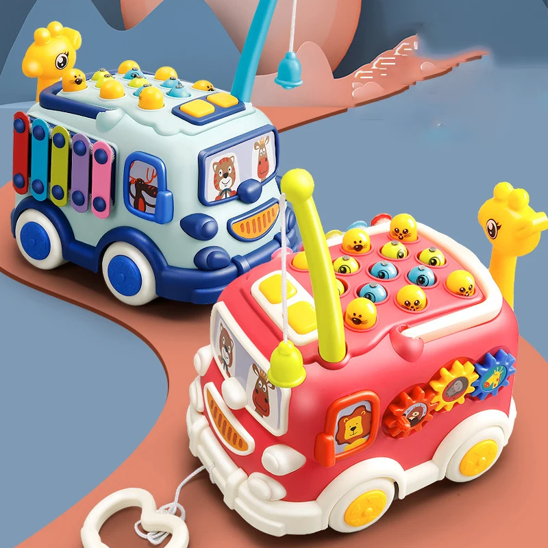 

Детский музыкальный автобус, игрушка для детей 0, 12, 13 и 24 месяцев, многофункциональный автомобиль, игрушка для рыбалки, пианино, музыкальные огни, игрушка для раннего развития, 1-3 года