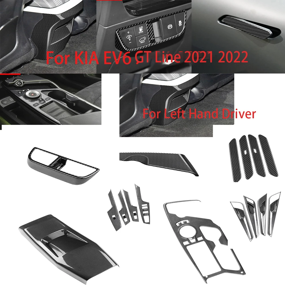 

For KIA EV6 GT Line 2021 2022 ABS Fiber Gear Shift Panel Rear Air Condition Cover Trim Door Handle Panel Window Lift Switch Trim