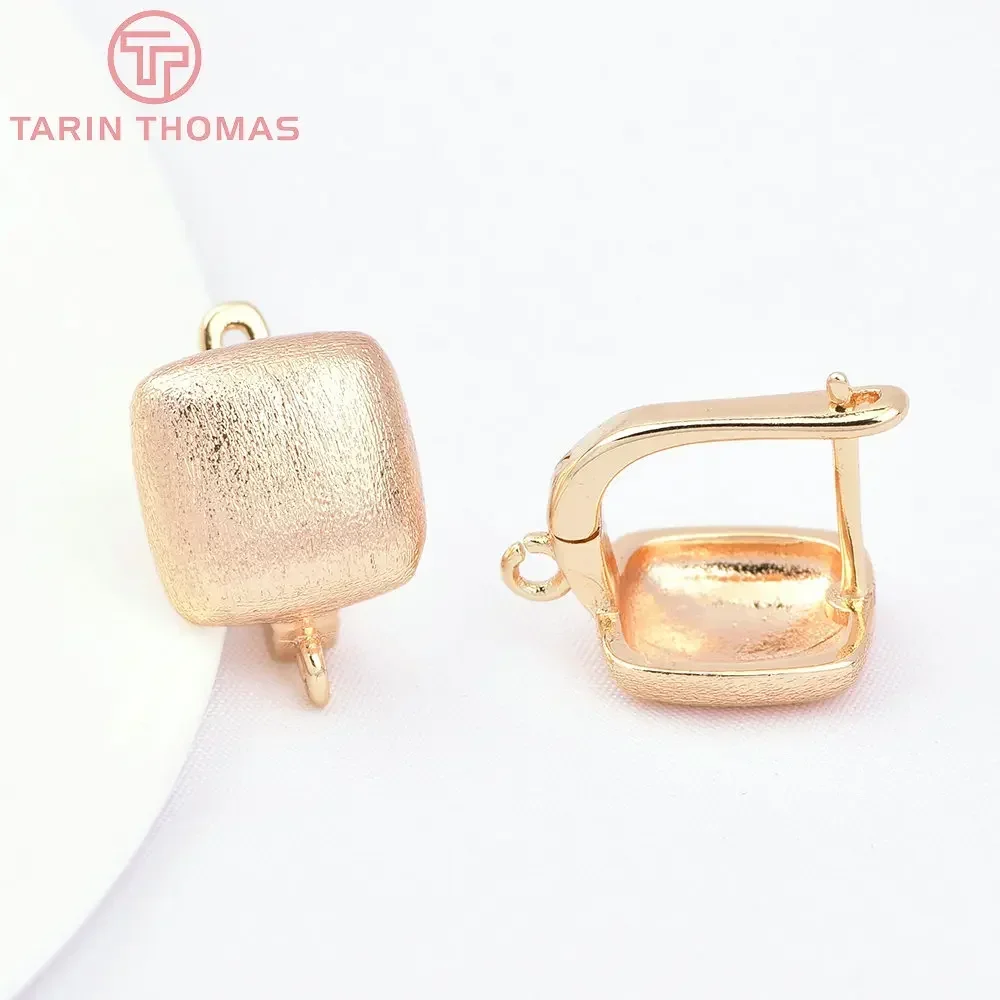 (7579) 4 шт. 12x18 мм 24-каратного золотого цвета латунная квадратная застежка для