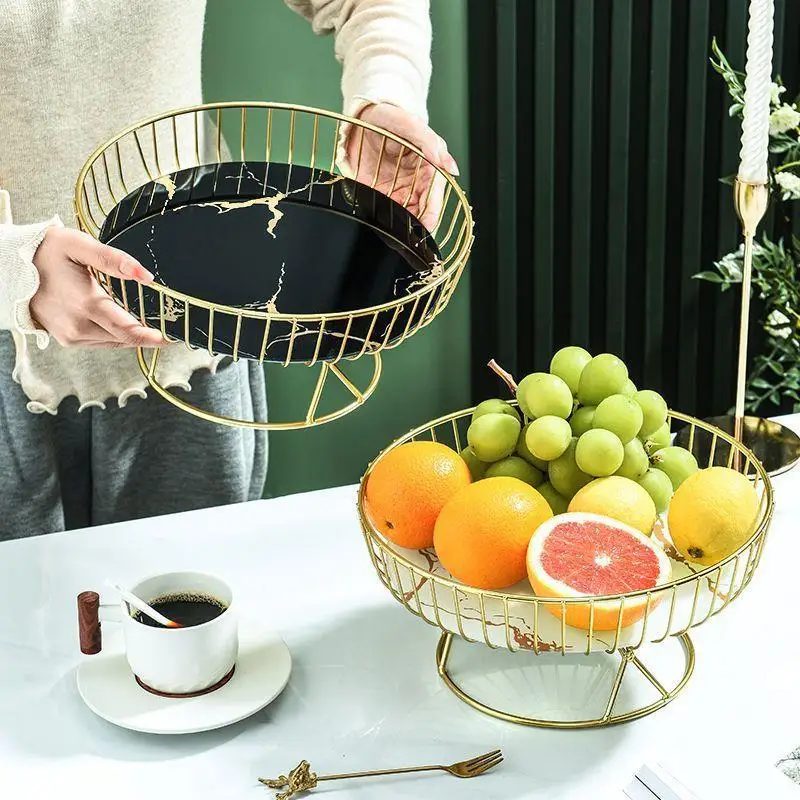 

New Gold Wire Fruit Basket Metal Wire Fruit Bowl Iron Art Fruit Storage Baskets Countertop Home Decor for Kitchen Counter