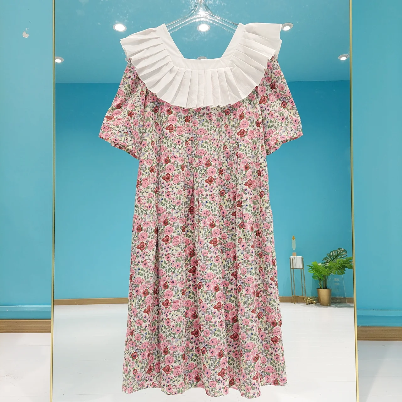 

Коллекция 2022 года, французская мода, романтичное свободное платье в стиле ретро с цветочным рисунком в складку, большие размеры