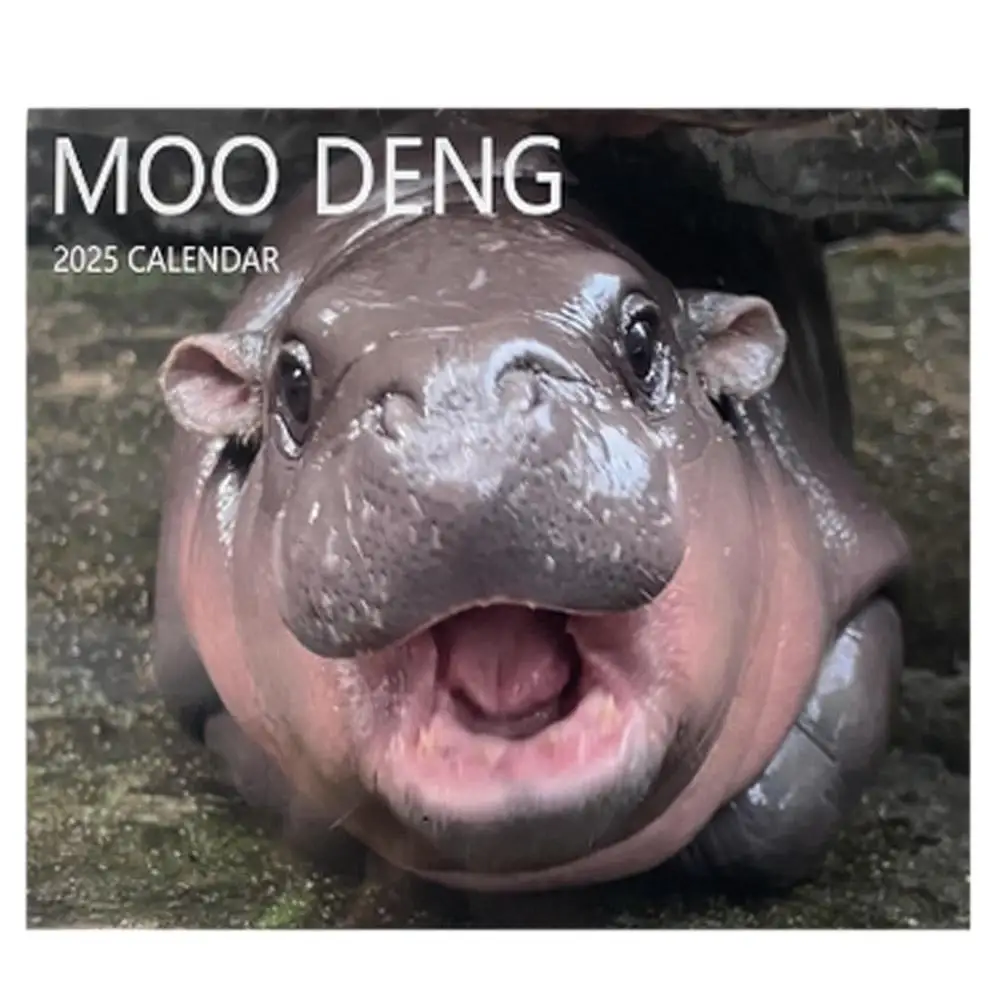 Новый календарь Hippo Moo Deng 2025 года настенный милый домашний планировщик