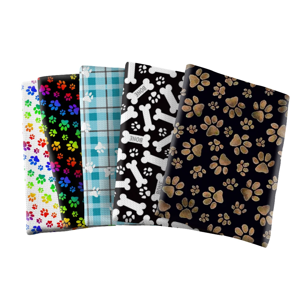 

50*145cm Cartoon Dog Paw Bone Pattern Printed Bullet Textured Liverpool Patchwork Tissue Kids home textile
