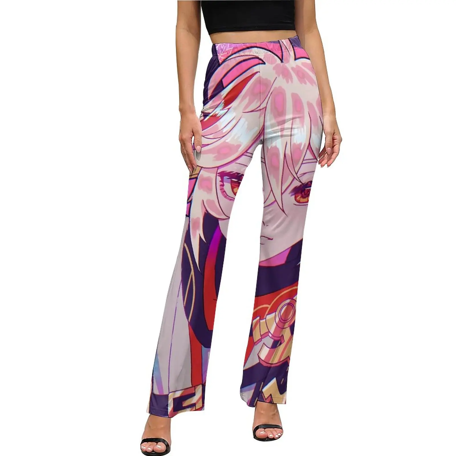 

Брюки-клеш Женские повседневные с мультяшным принтом, на осень