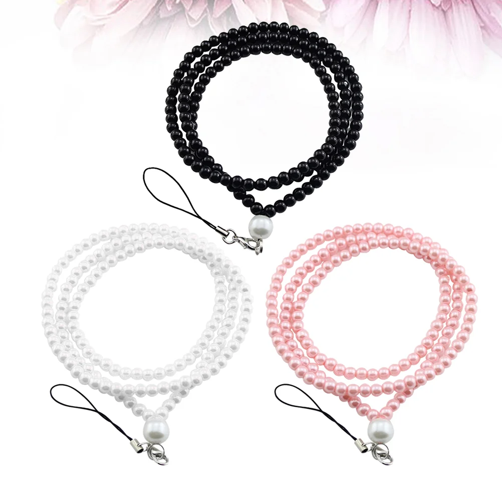 

Pearl Lanyard Strap Beads Lanyards Chain Zipper String Bead Dress Beaded Garland Cell Zip Hold Badge Neck Keychain Crystal