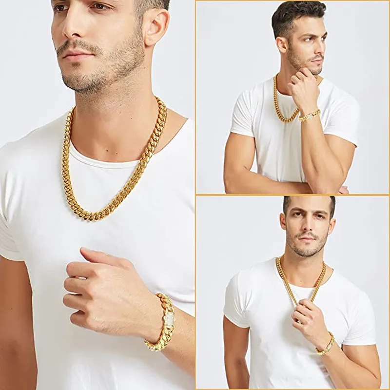 Цепочка Из Нержавеющей Стали с кубинским плетением 10 мм 7-40 дюймов