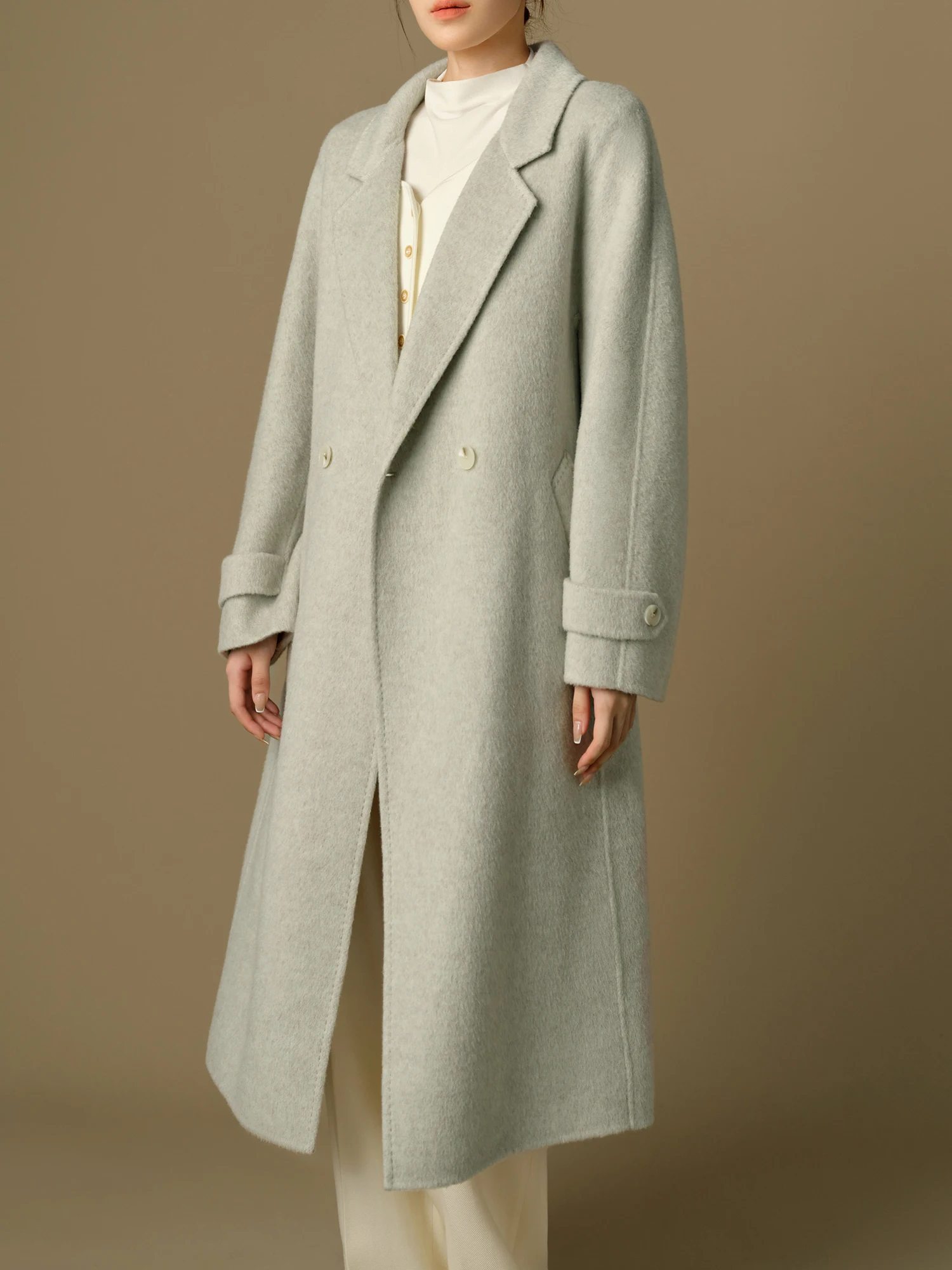 Классический женский костюм DUSHU больших размеров двустороннее шерстяное пальто